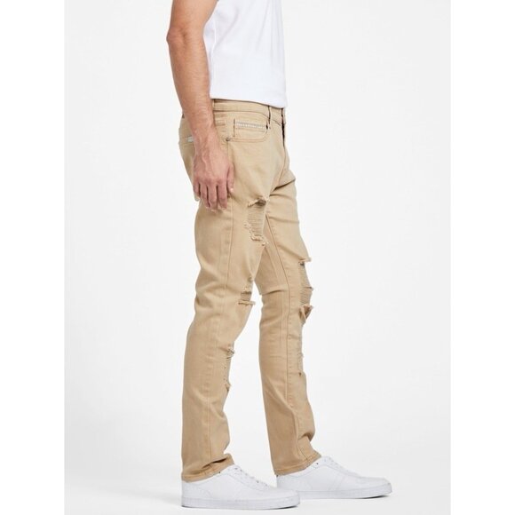 Guess Men’s Nico Destroyed Skinny Jeans Light Beige Size 34X32 - Picture 3 of 16